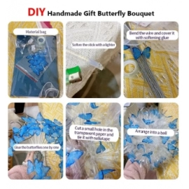 Creative Handmade Butterfly Bouquet Material Bag DIY Bride Wedding Decor Flower Material Package Romantic Valentine's Day Gifts