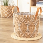 Rattan Storage Basket Living Room Flower Pot Home Decor Durable Net Pocket Pot Outdoor lawn decoration
