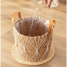 Rattan Storage Basket Living Room Flower Pot Home Decor Durable Net Pocket Pot Outdoor lawn decoration