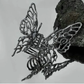 Butterfly Hair Clip Bright Silver Cross Geometric ..