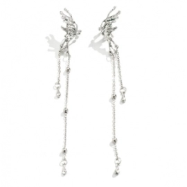 1Pair Elegant Elf Butterfly Long Tassel Clip Earrings for Women Wed Bridal Retro Kpop No Piercing Earbone Ear Cuff Jewelry Gift