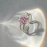 Fashion Heart Ring Cat Eye Crystal Pink Heart Adjustable Women Design Y2K Premium Rings Wedding Party Jewelry Gift